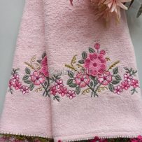 İğneoyalı Mutfak Havlusu Pudra 2'li