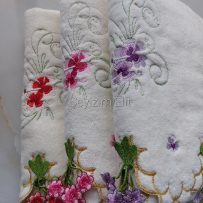 Buket Çiçek Motifli El Yüz Havlusu