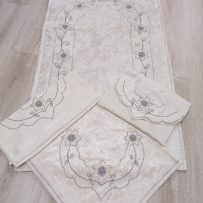 4 Parça Bohça Seti - (Beyaz-Gri)