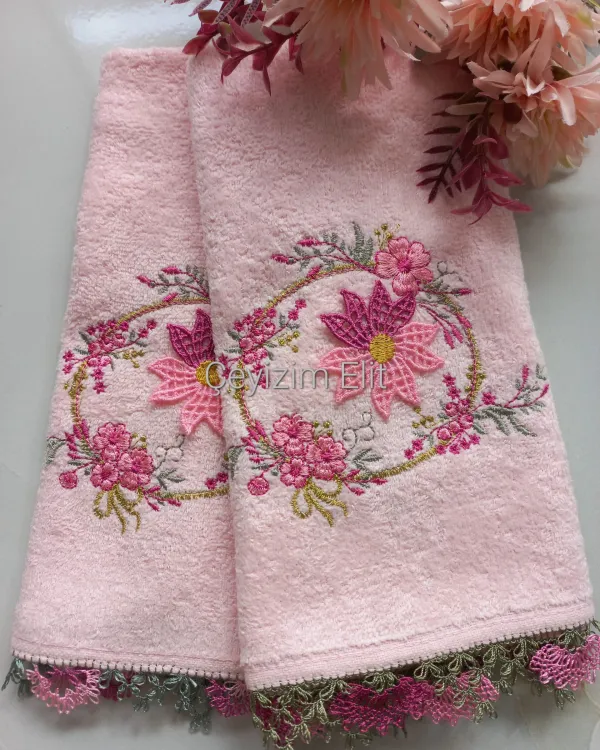 2'li İğneoyası Mutfak Havlusu Pembe
